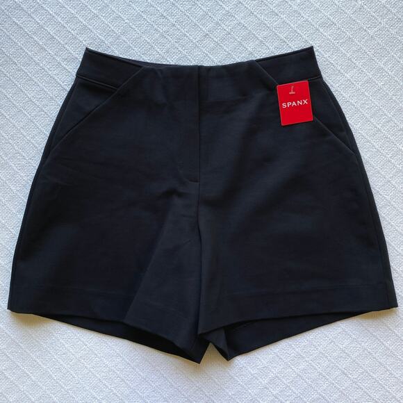 NWT Spanx The Perfect A-Line Short Black Pull-On Ponte Stretch Smoothing Small - Picture 9 of 16